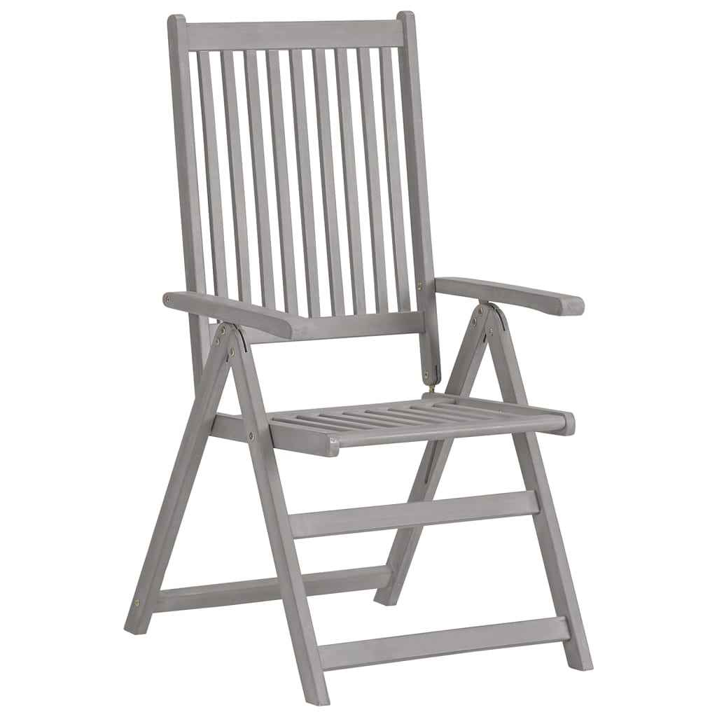 vidaXL Cadeiras jardim reclináveis 4 pcs madeira acácia maciça cinza