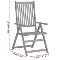 vidaXL Cadeiras jardim reclináveis 4 pcs madeira acácia maciça cinza