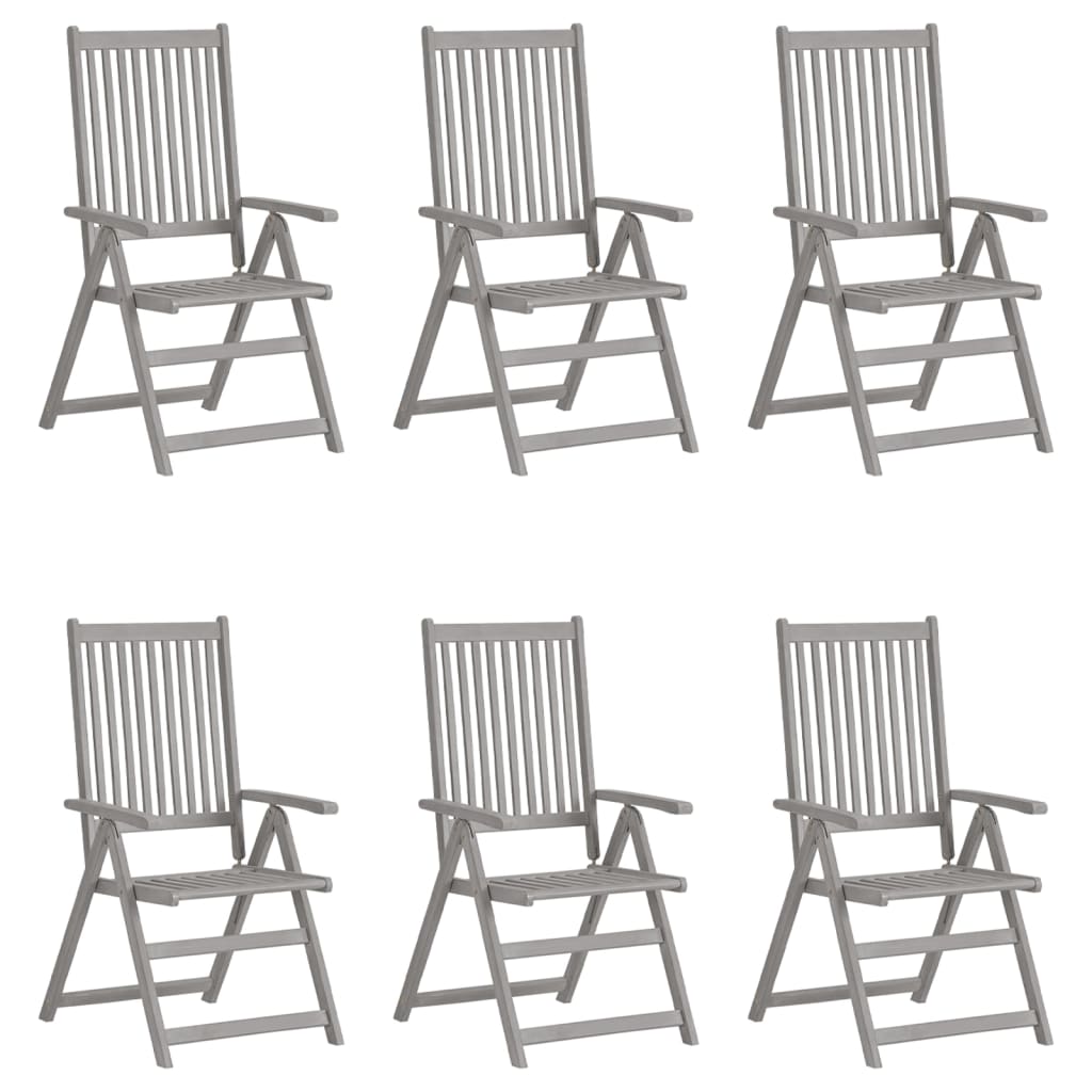 vidaXL Cadeiras jardim reclináveis 4 pcs madeira acácia maciça cinza