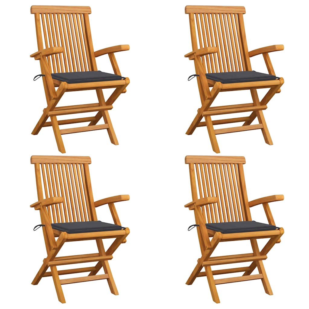 vidaXL Cadeiras de jardim c/ almofadões antracite 2 pcs teca maciça
