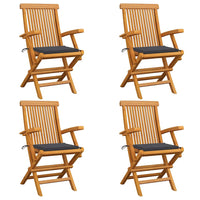 vidaXL Cadeiras de jardim c/ almofadões antracite 2 pcs teca maciça