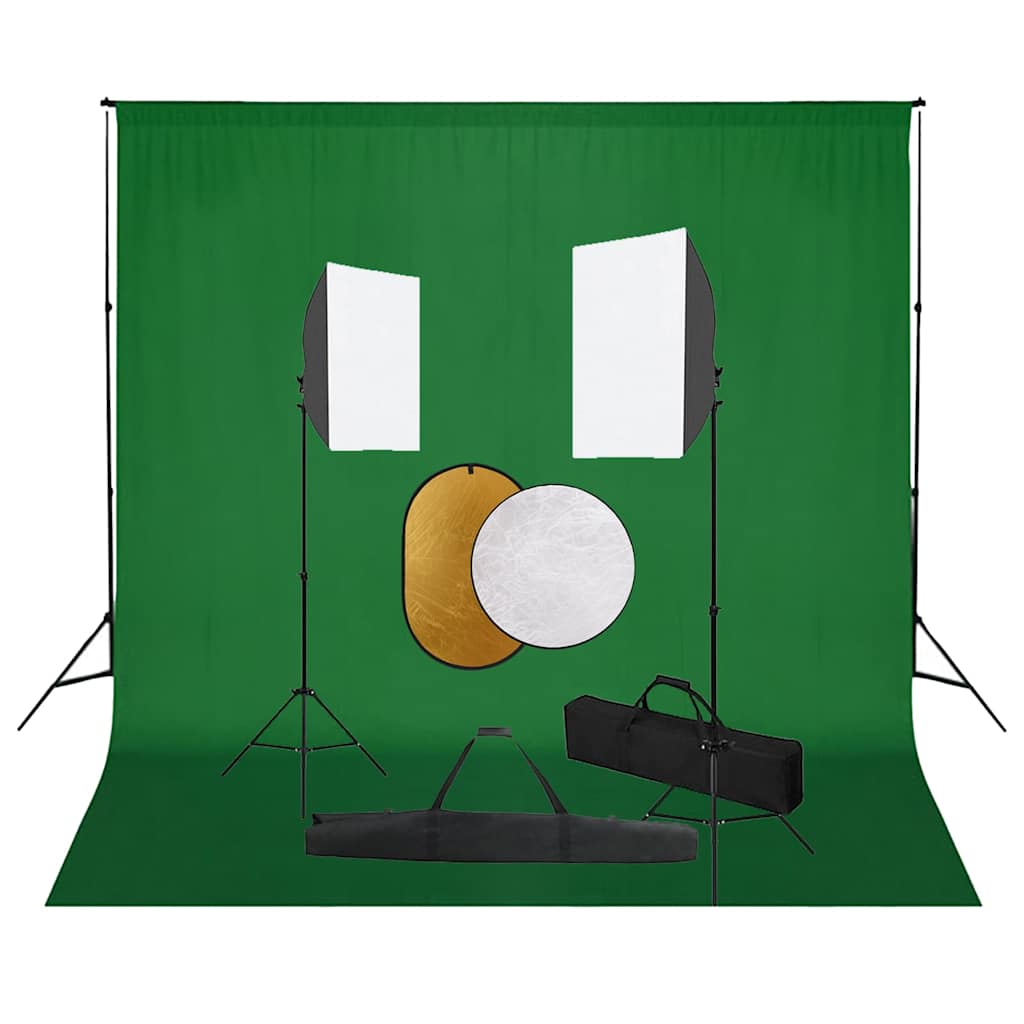vidaXL Kit estúdio fotográfico com softbox iluminação/fundo/refletor