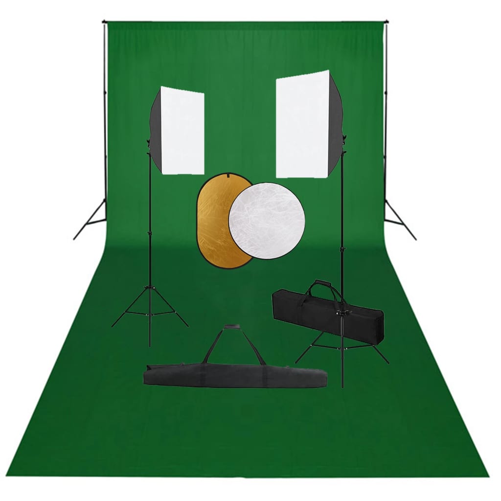 vidaXL Kit estúdio fotográfico com softbox iluminação/fundo/refletor