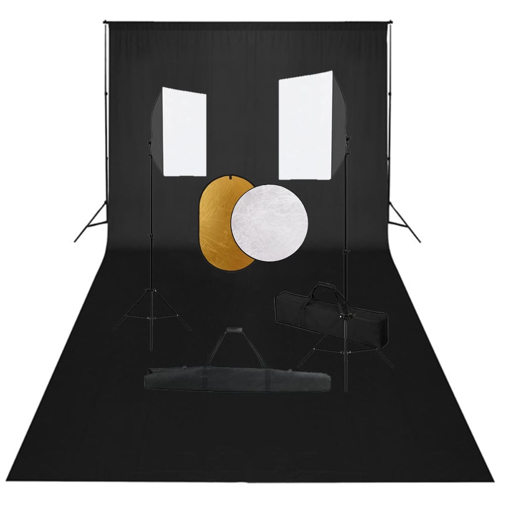 vidaXL Kit estúdio fotográfico com softbox iluminação/fundo/refletor