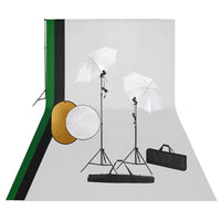 vidaXL Kit de estúdio fotográfico com lâmpadas/fundo/refletor