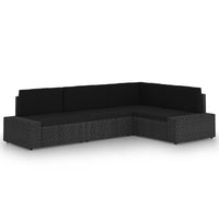 vidaXL 9 pcs conjunto lounge de jardim c/ almofadões vime PE preto