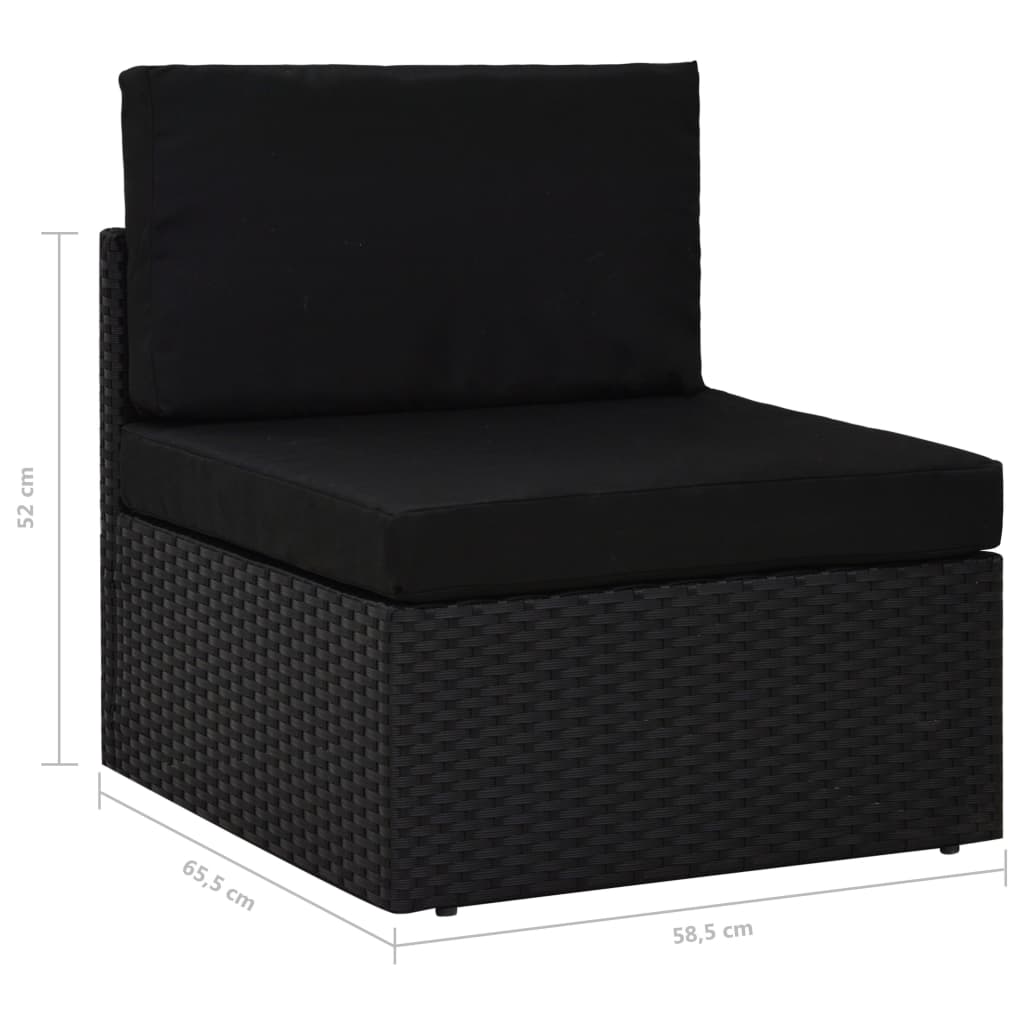 vidaXL 9 pcs conjunto lounge de jardim c/ almofadões vime PE preto