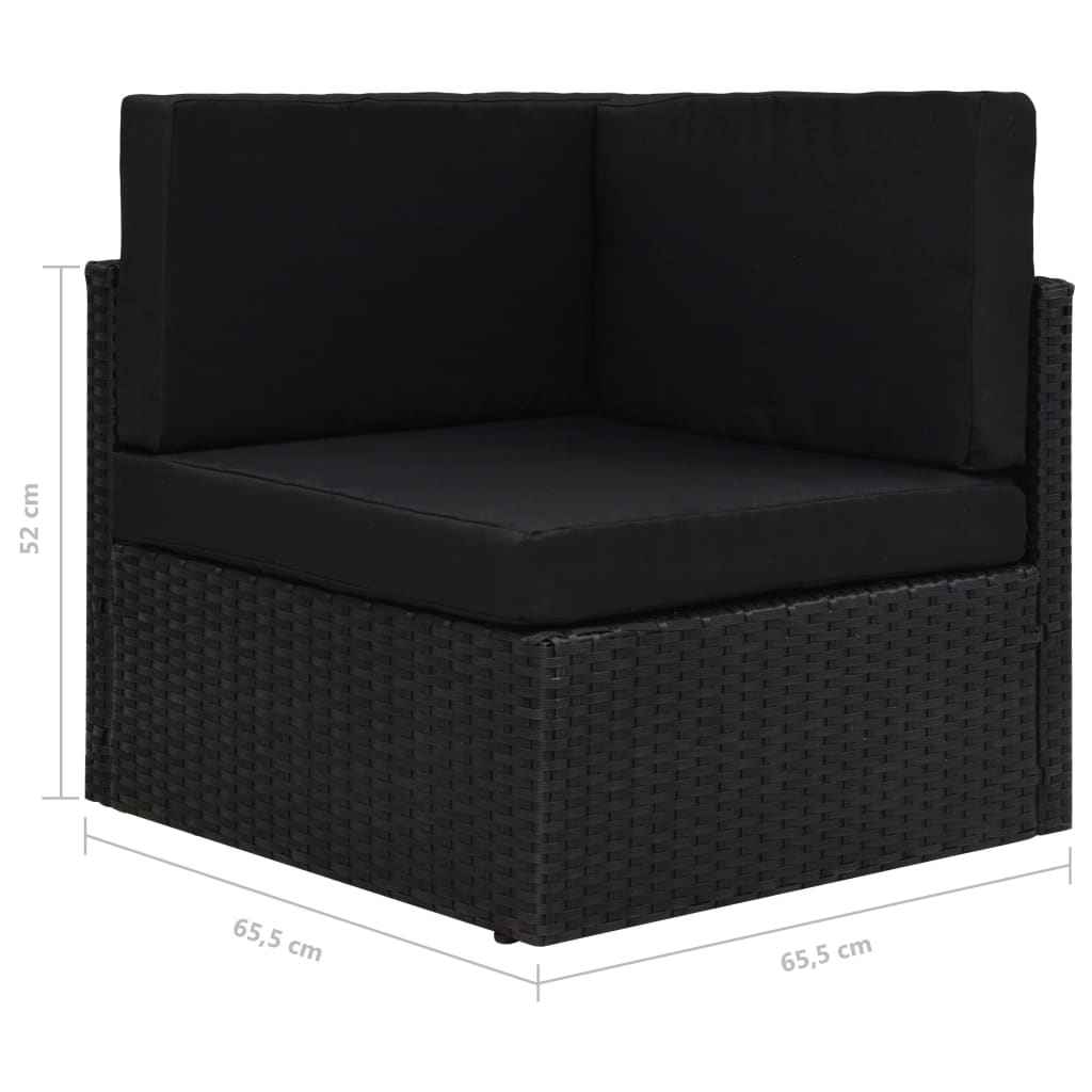 vidaXL 5 pcs conjunto lounge de jardim c/ almofadões vime PE preto