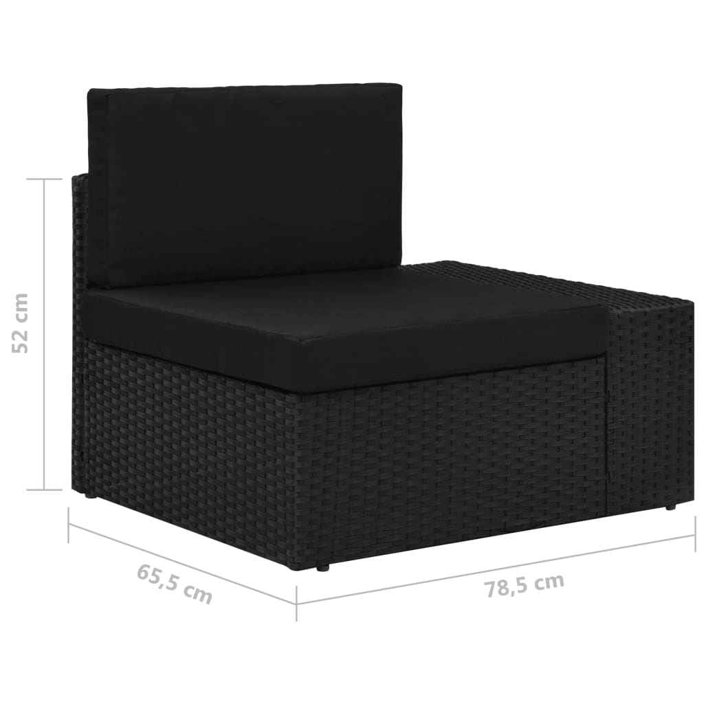 vidaXL 5 pcs conjunto lounge de jardim c/ almofadões vime PE preto