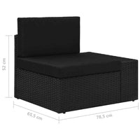 vidaXL 5 pcs conjunto lounge de jardim c/ almofadões vime PE preto