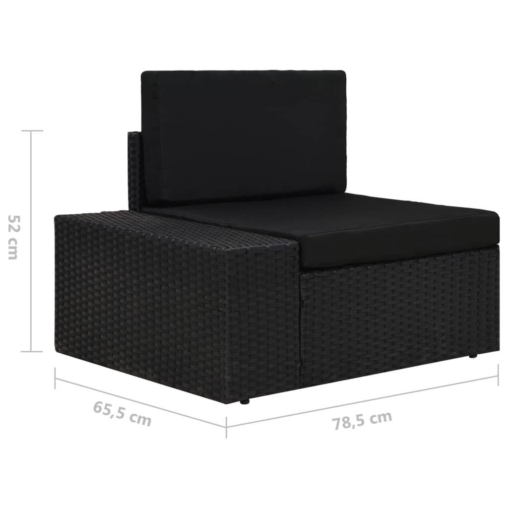 vidaXL 9 pcs conjunto lounge de jardim c/ almofadões vime PE preto