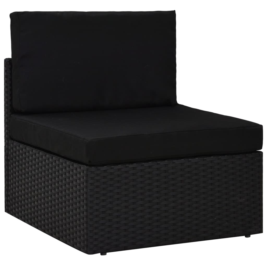 vidaXL 9 pcs conjunto lounge de jardim c/ almofadões vime PE preto