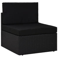 vidaXL 9 pcs conjunto lounge de jardim c/ almofadões vime PE preto
