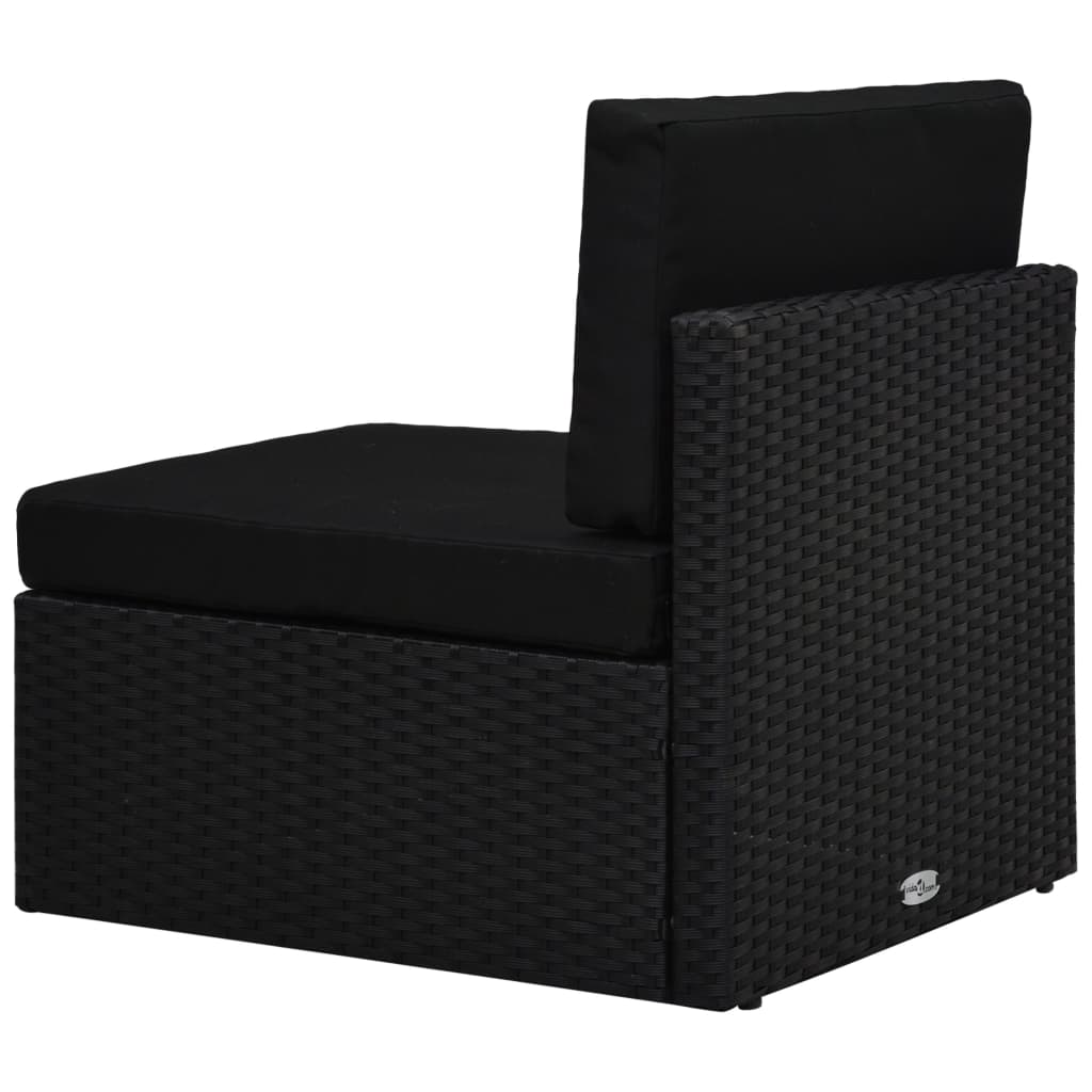 vidaXL 9 pcs conjunto lounge de jardim c/ almofadões vime PE preto