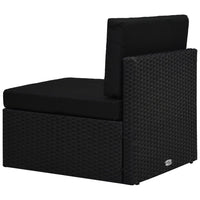 vidaXL 9 pcs conjunto lounge de jardim c/ almofadões vime PE preto