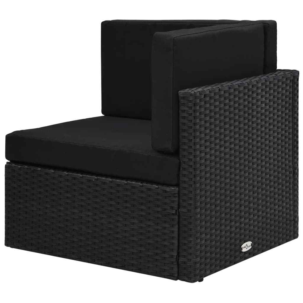 vidaXL 5 pcs conjunto lounge de jardim c/ almofadões vime PE preto