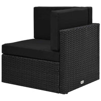 vidaXL 5 pcs conjunto lounge de jardim c/ almofadões vime PE preto