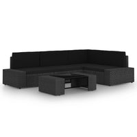 vidaXL 9 pcs conjunto lounge de jardim c/ almofadões vime PE preto