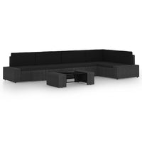vidaXL 9 pcs conjunto lounge de jardim c/ almofadões vime PE preto