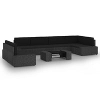 vidaXL 9 pcs conjunto lounge de jardim c/ almofadões vime PE preto