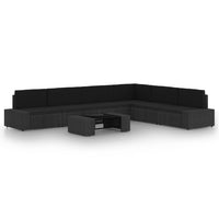 vidaXL 9 pcs conjunto lounge de jardim c/ almofadões vime PE preto