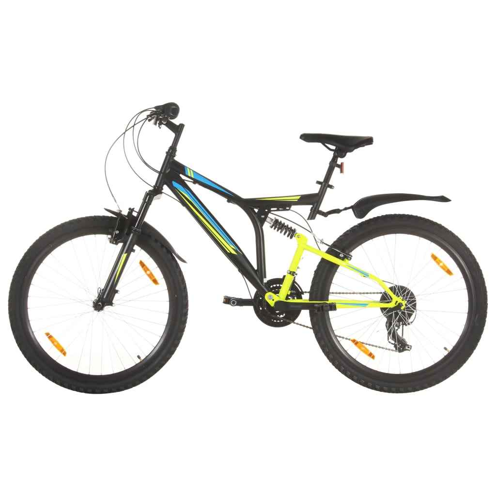 vidaXL Bicicleta de montanha 21 velocidades roda 26" 49 cm preto