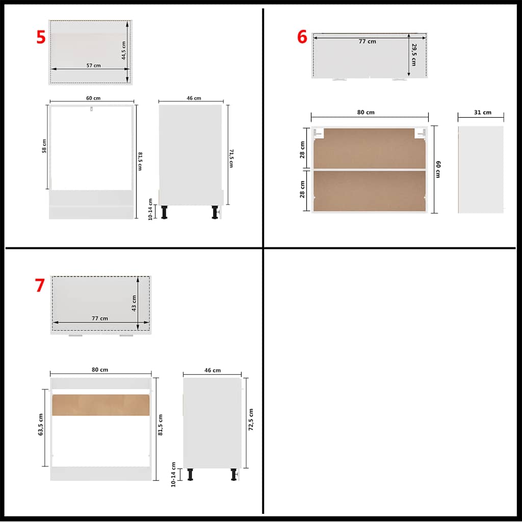 vidaXL 7 pcs conjunto armários de cozinha derivados de madeira Lyon branco
