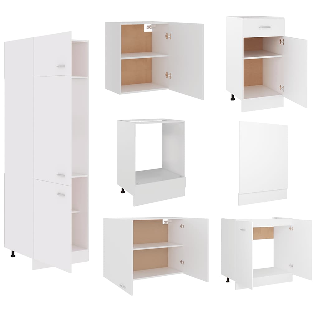 vidaXL 7 pcs conjunto armários de cozinha derivados de madeira Lyon branco