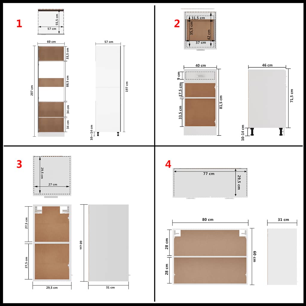 vidaXL 8 pcs conjunto armários de cozinha derivados de madeira Lyon branco