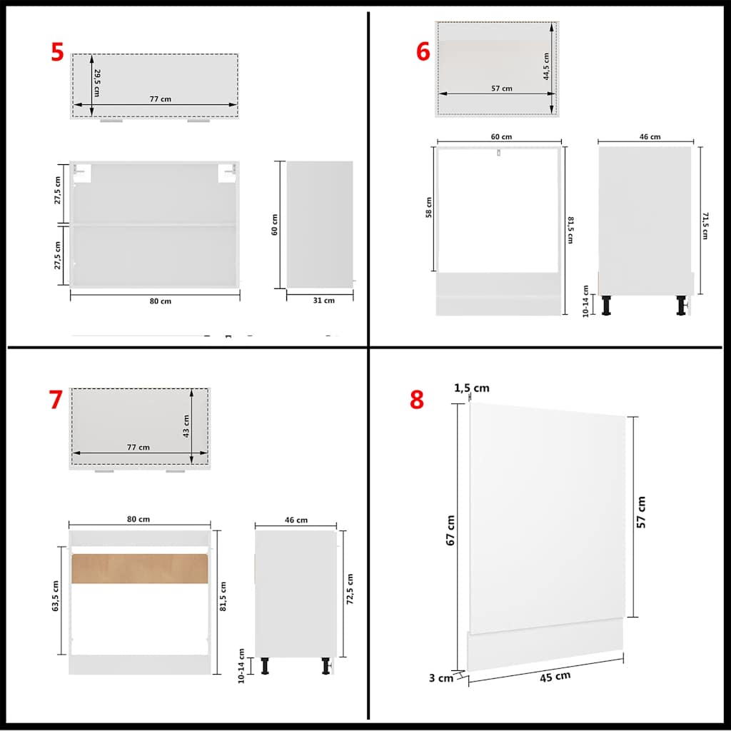 vidaXL 8 pcs conjunto armários de cozinha derivados de madeira Lyon branco