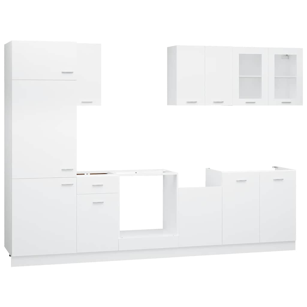 vidaXL 8 pcs conjunto armários de cozinha derivados de madeira Lyon branco