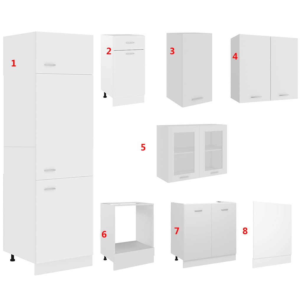 vidaXL 8 pcs conjunto armários de cozinha derivados de madeira Lyon branco