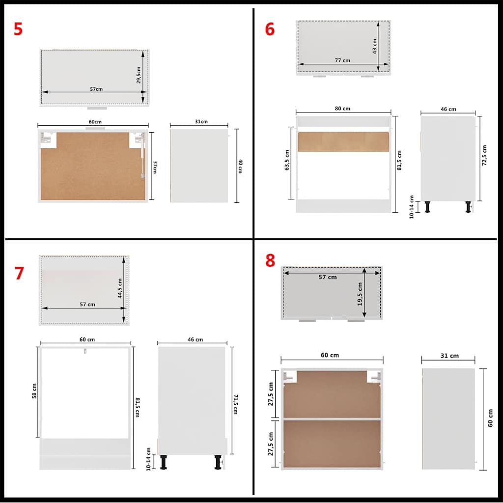vidaXL 8 pcs conjunto armários de cozinha derivados de madeira Lyon branco