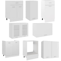 vidaXL 8 pcs conjunto armários de cozinha derivados de madeira Lyon branco
