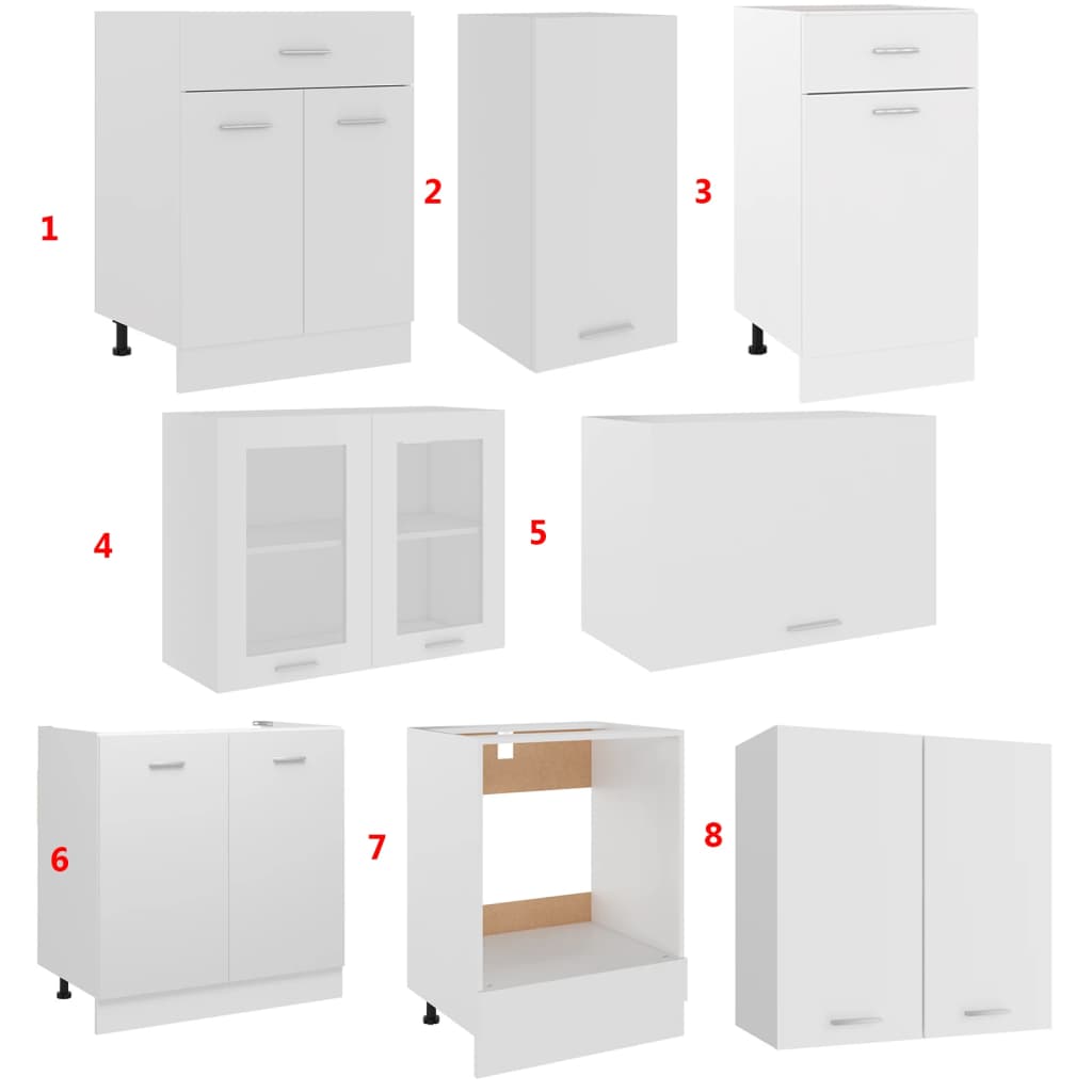 vidaXL 8 pcs conjunto armários de cozinha derivados de madeira Lyon branco