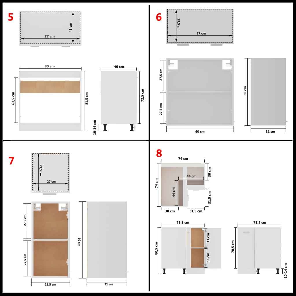 vidaXL 11 pcs armário de cozinha conjunto deriv. madeira Lyon madeira velha