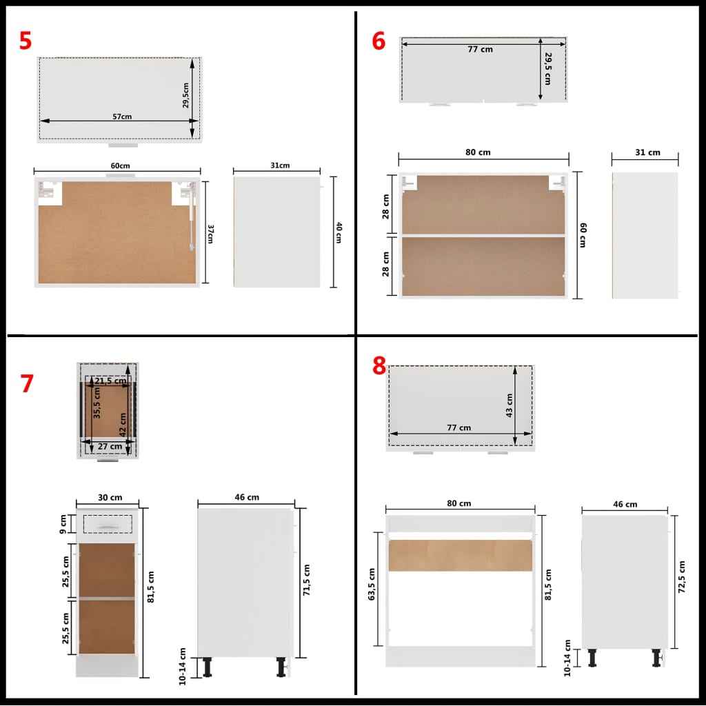vidaXL 11 pcs armário de cozinha conjunto deriv. madeira Lyon madeira velha