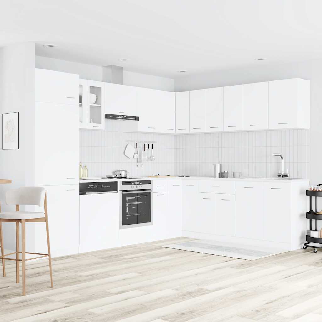 vidaXL 14 pcs conjunto armários de cozinha derivados de madeira Lyon branco