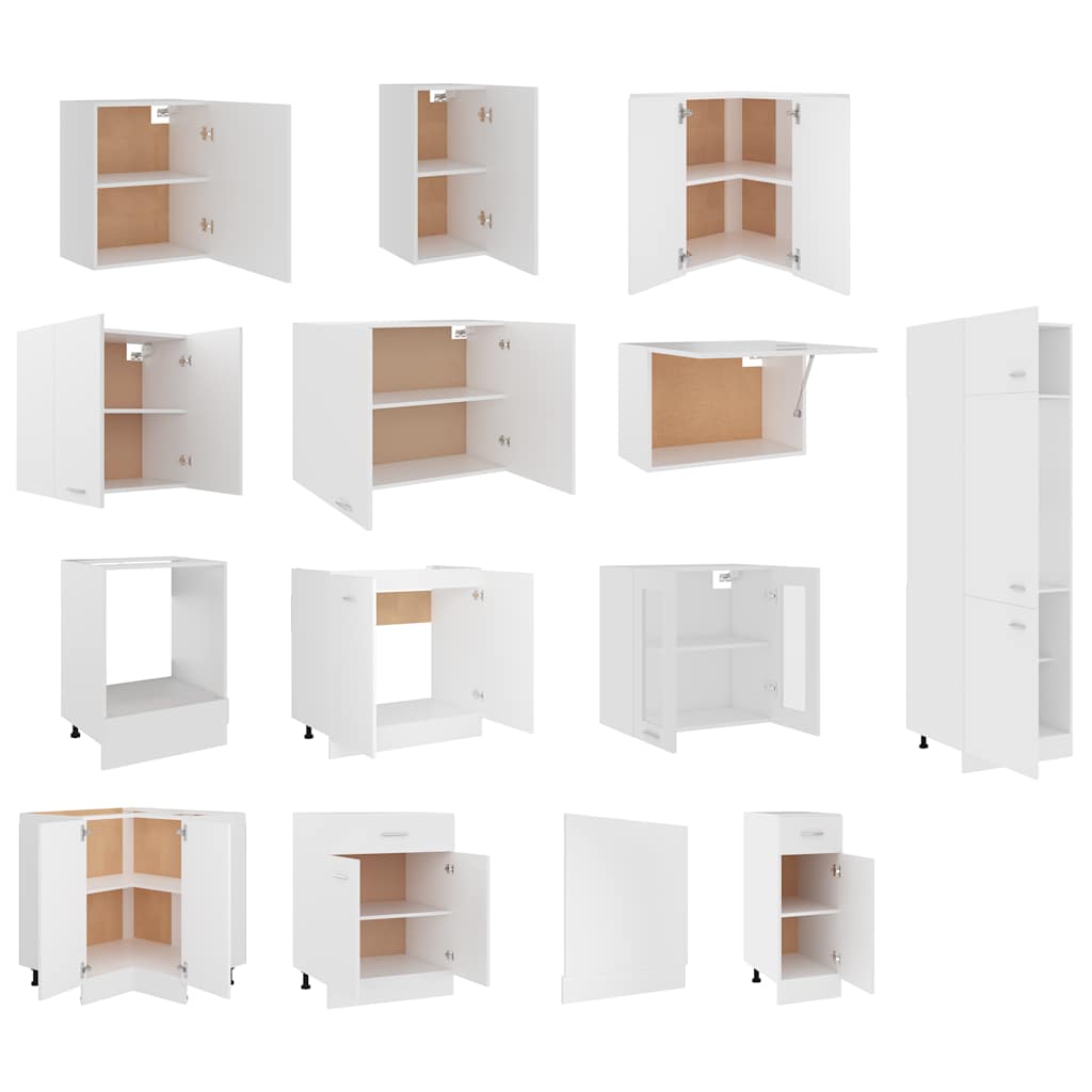 vidaXL 14 pcs conjunto armários de cozinha derivados de madeira Lyon branco