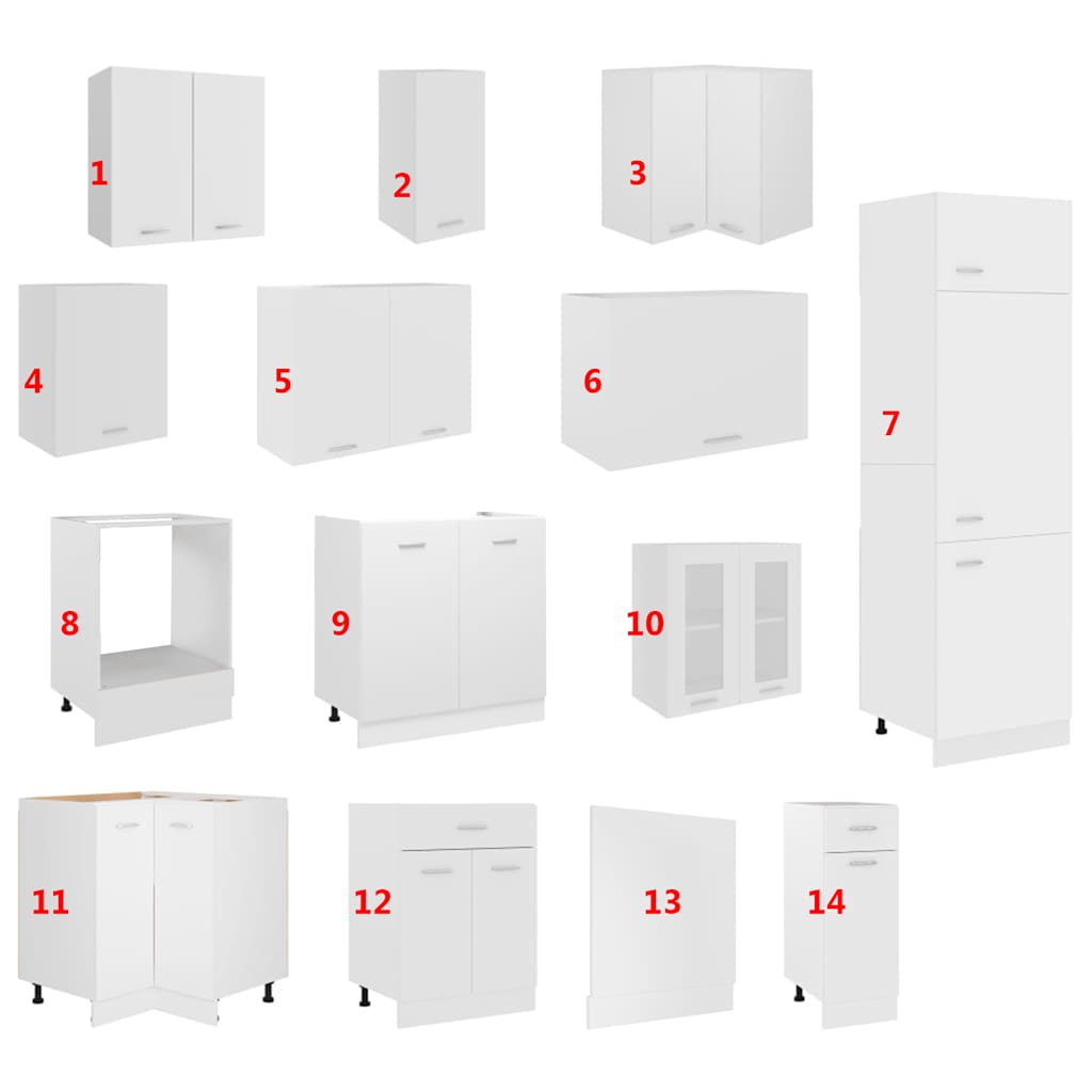 vidaXL 14 pcs conjunto armários de cozinha derivados de madeira Lyon branco
