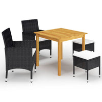 vidaXL 5 pcs conjunto de jantar para jardim preto