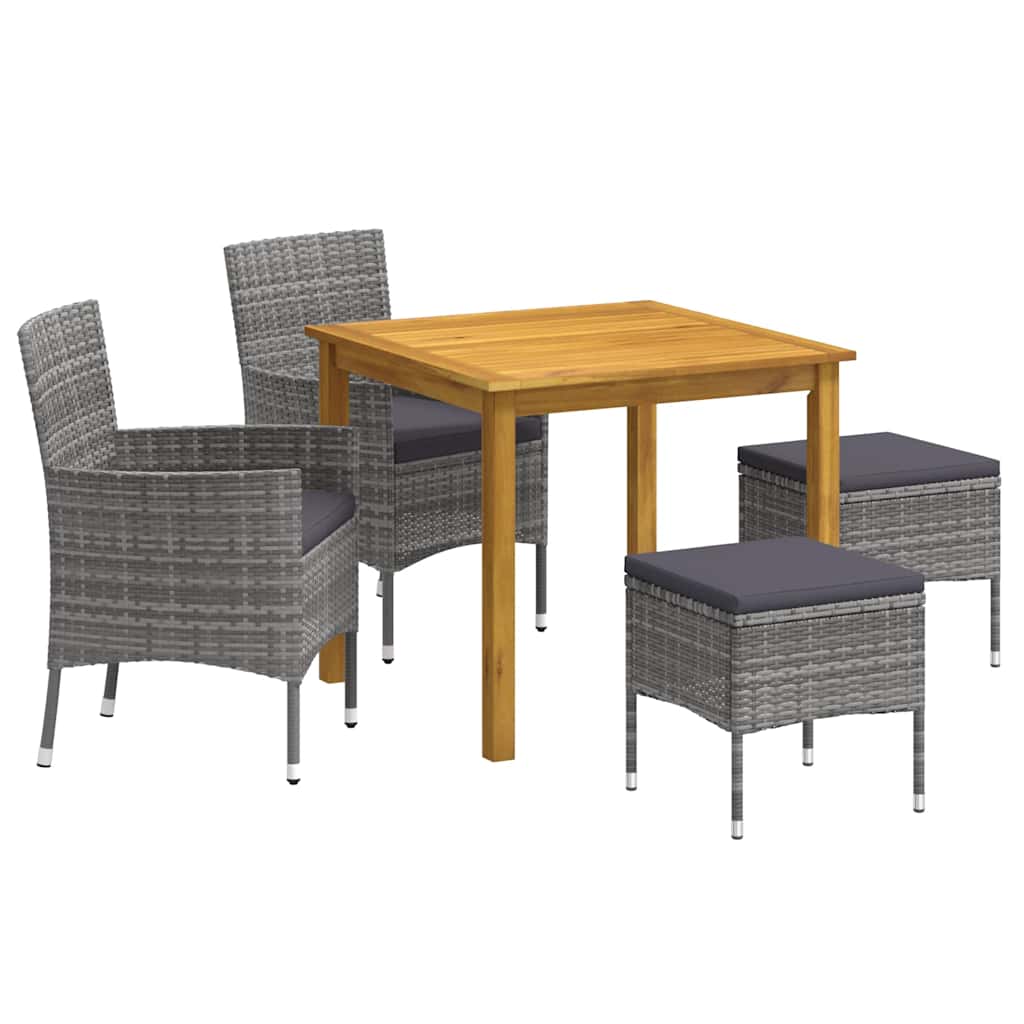vidaXL 5 pcs conjunto de jantar para jardim preto