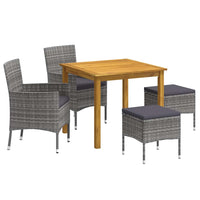 vidaXL 5 pcs conjunto de jantar para jardim preto