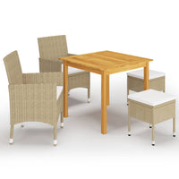 vidaXL 5 pcs conjunto de jantar para jardim preto
