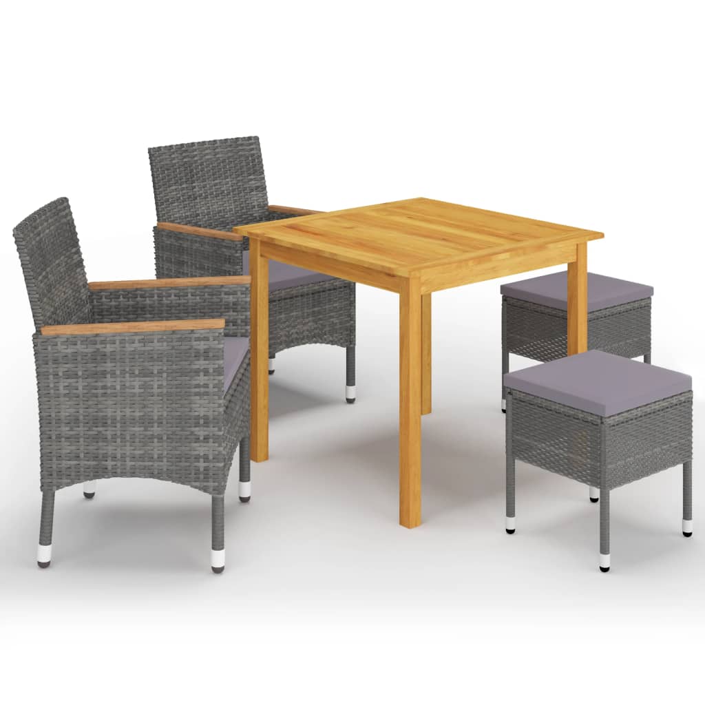 vidaXL 5 pcs conjunto de jantar para jardim preto