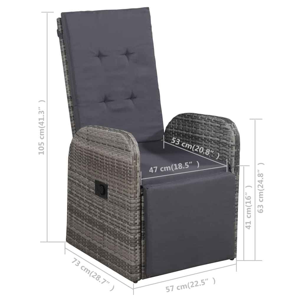 vidaXL 5 pcs conjunto de jantar para jardim cinzento