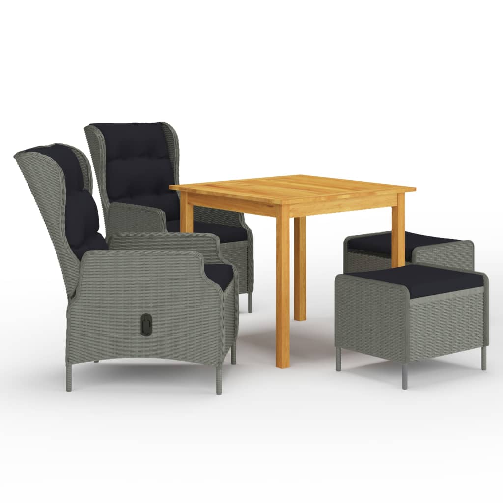 vidaXL 5 pcs conjunto de jantar para jardim cinzento-escuro