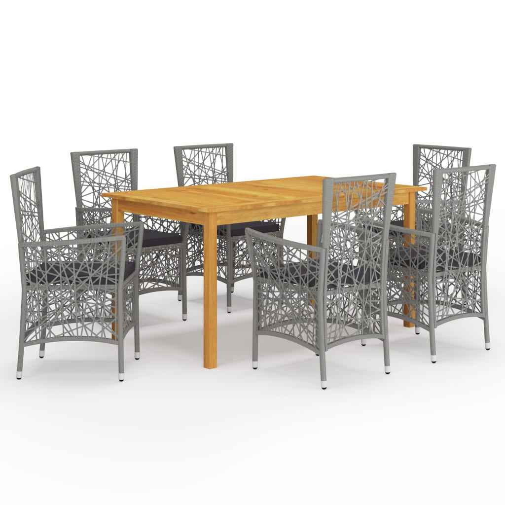 vidaXL 7 pcs conjunto de jantar para jardim cinzento
