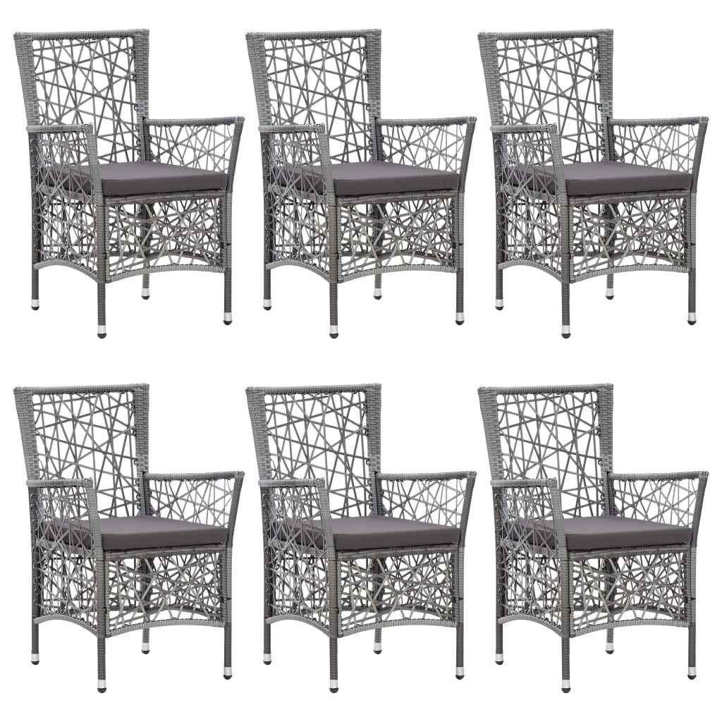 vidaXL 7 pcs conjunto de jantar para jardim cinzento