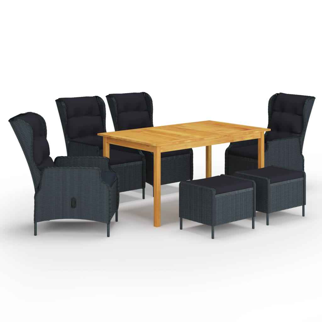 vidaXL 7 pcs conjunto de jantar para jardim cinzento-escuro